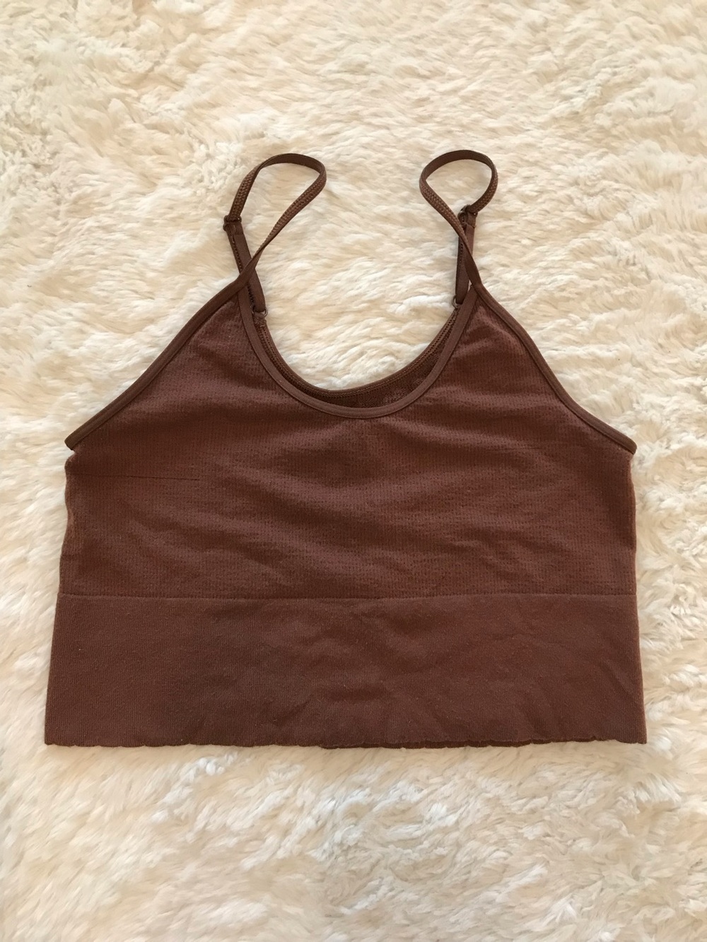 Anthropologie Chocolate Brown Ribbed Crop Cami